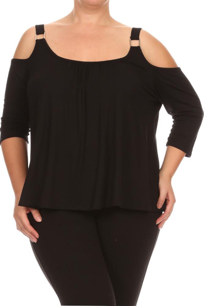 Plus Size Spring Love Cut Out Shoulders Top