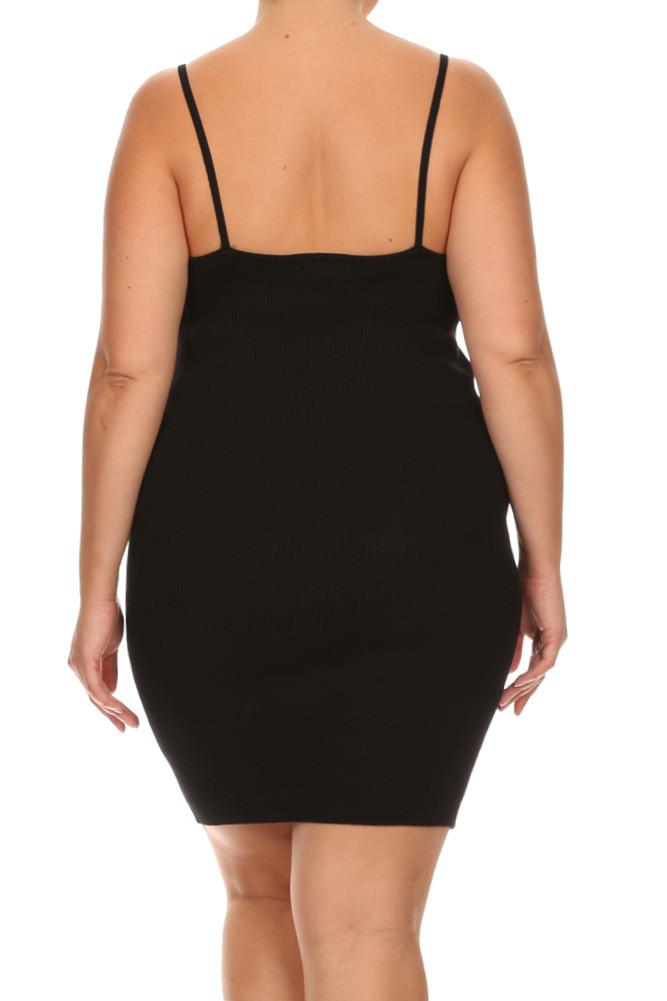 Plus Size Ribbed Knit Soft Hot Body-con Dress