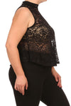 Plus Size For Love See Through Floral Lace Top