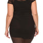 Plus Size Mesh Babe Mini Black Dresss