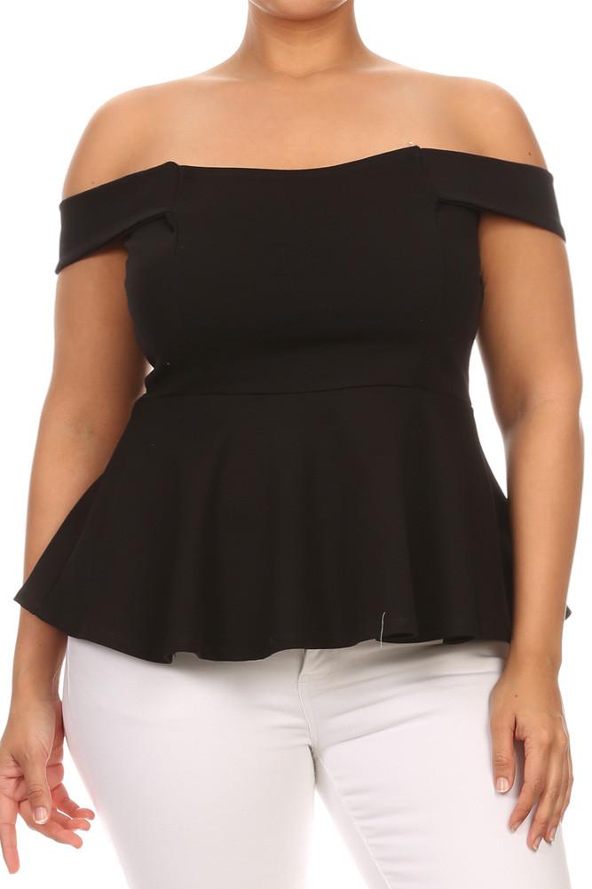 Plus Size Hot Off The Shoulder Peplum Top