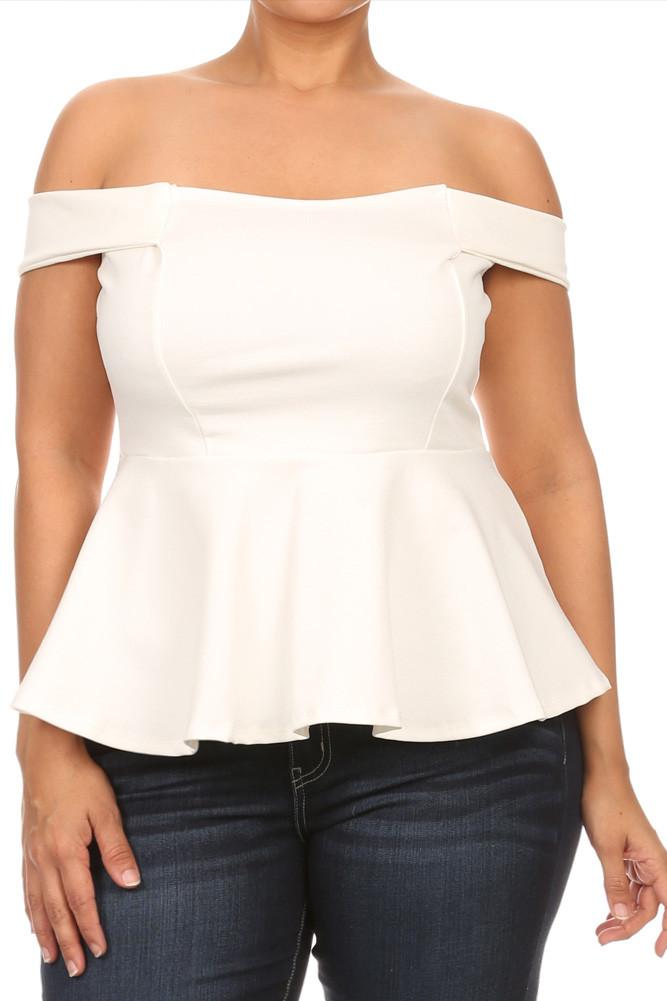 Plus Size Hot Off The Shoulder Peplum Top