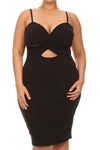 Plus Size Seductive Ribbed Crossed Neckline Dress