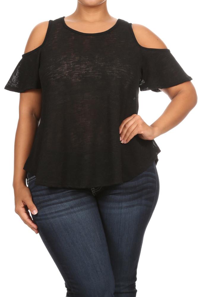 Sexy Cold Shoulder Plus Size Top