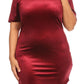 Velvet Bodycon Off Shoulder Plus Size Dress
