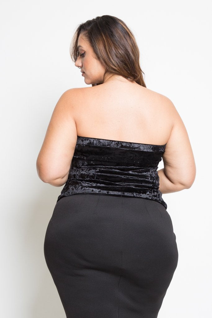 Plus Size Velvet Tube Top