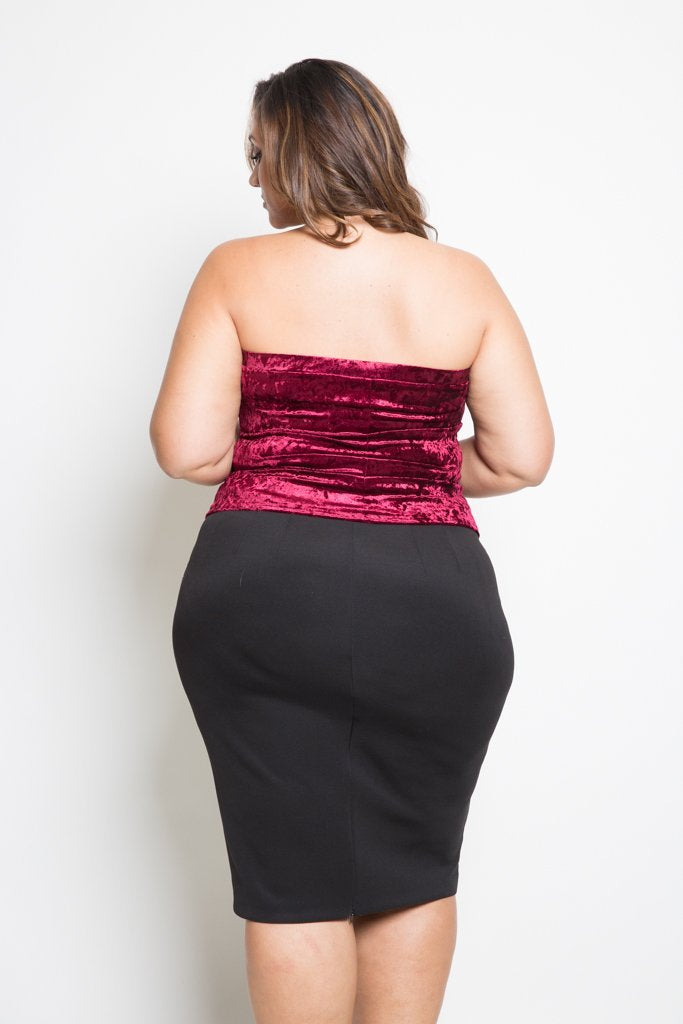 Plus Size Velvet Tube Top