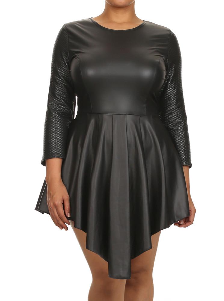 Plus Size Snake Print Sleeves Skater Dress