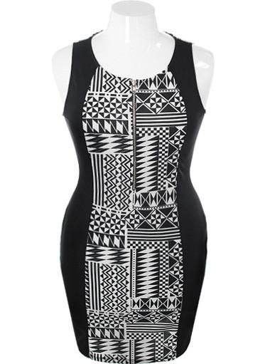 Plus Size Southwest Print Bodycon Dress