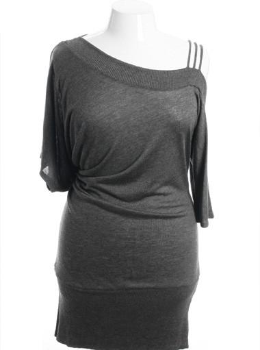 Plus Size Off Shoulder Designer Series Grey Dress