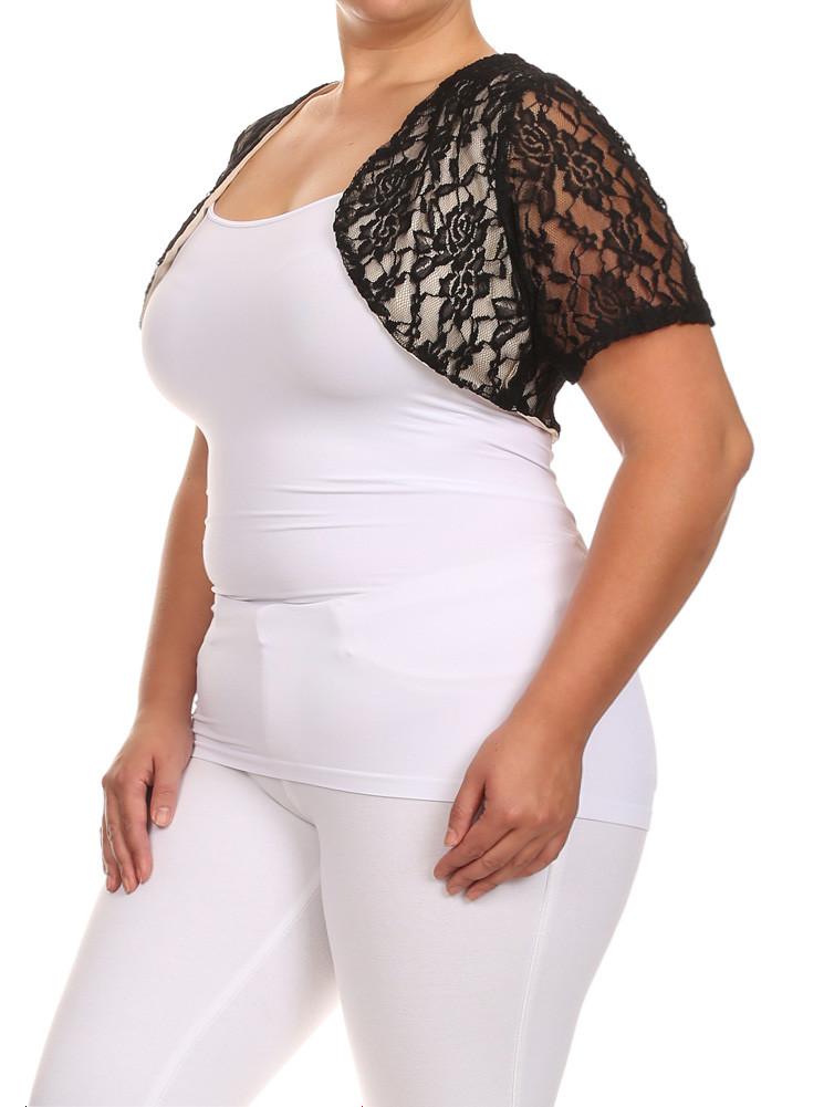 Plus Size Elegant See Through Black Bolero