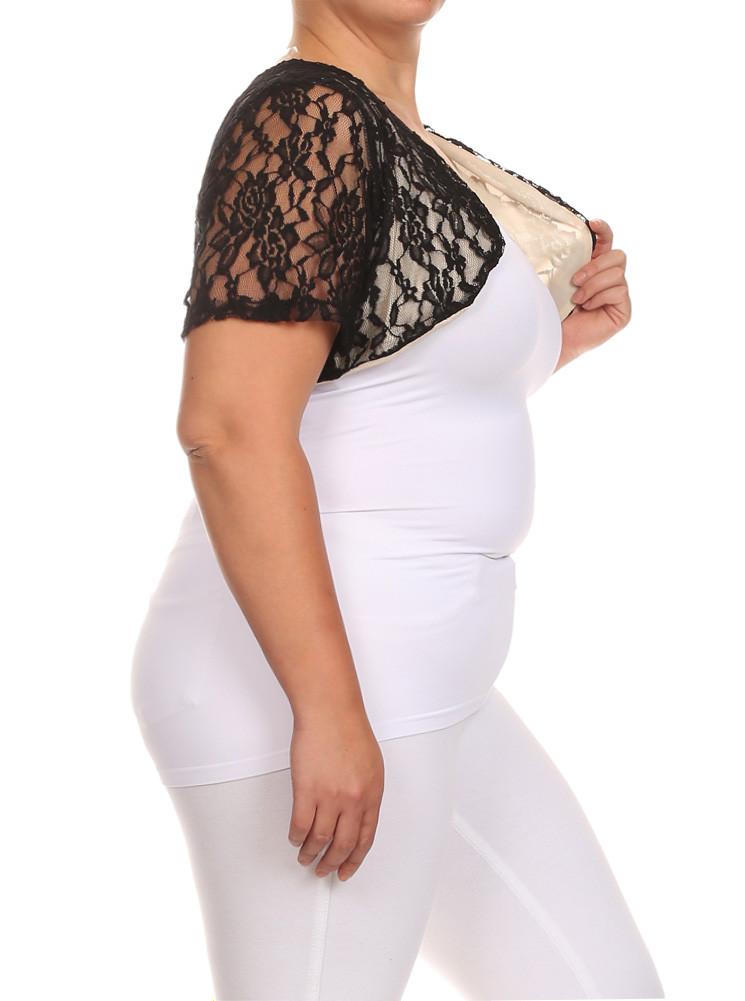 Plus Size Elegant See Through Black Bolero