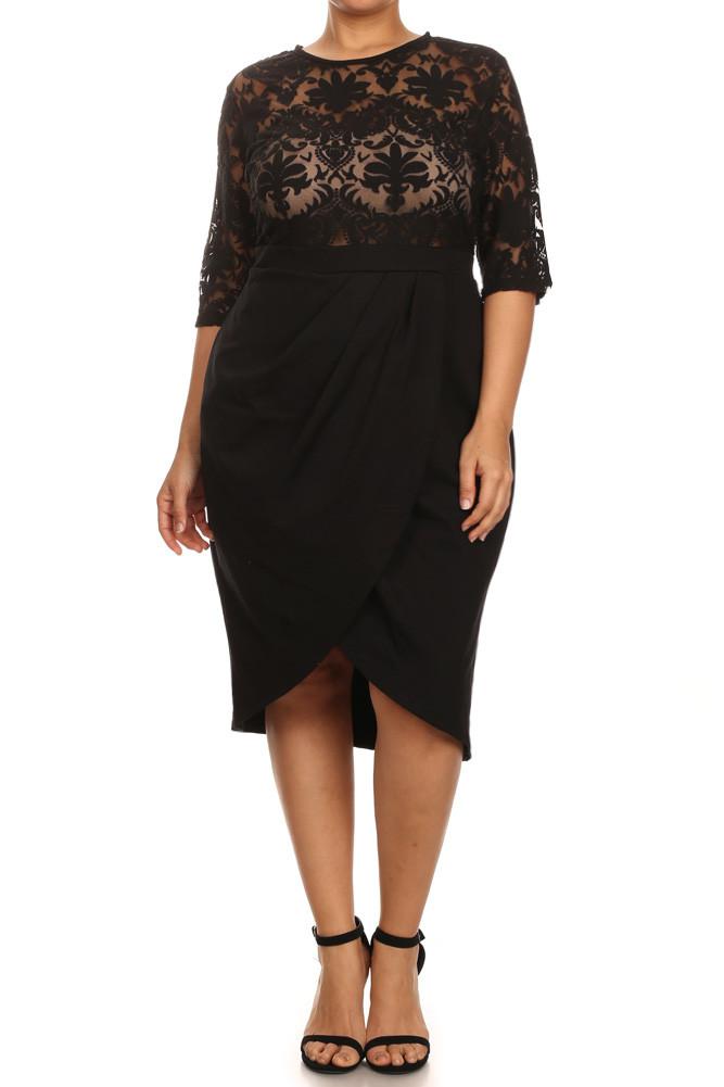 Plus Size Sweet Victorian Tulip Hem See Through Dress