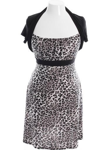 Plus Size Sexy Black Leopard Bolero Dress