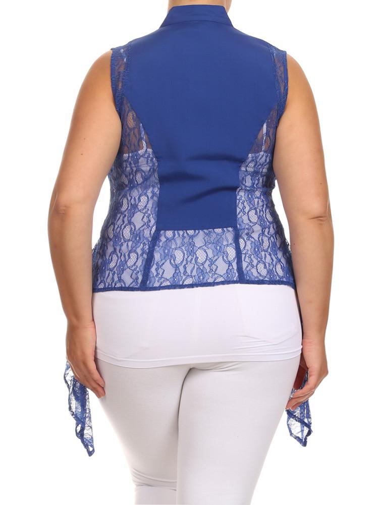 Plus Size Sexy Zipper Sheer Vest