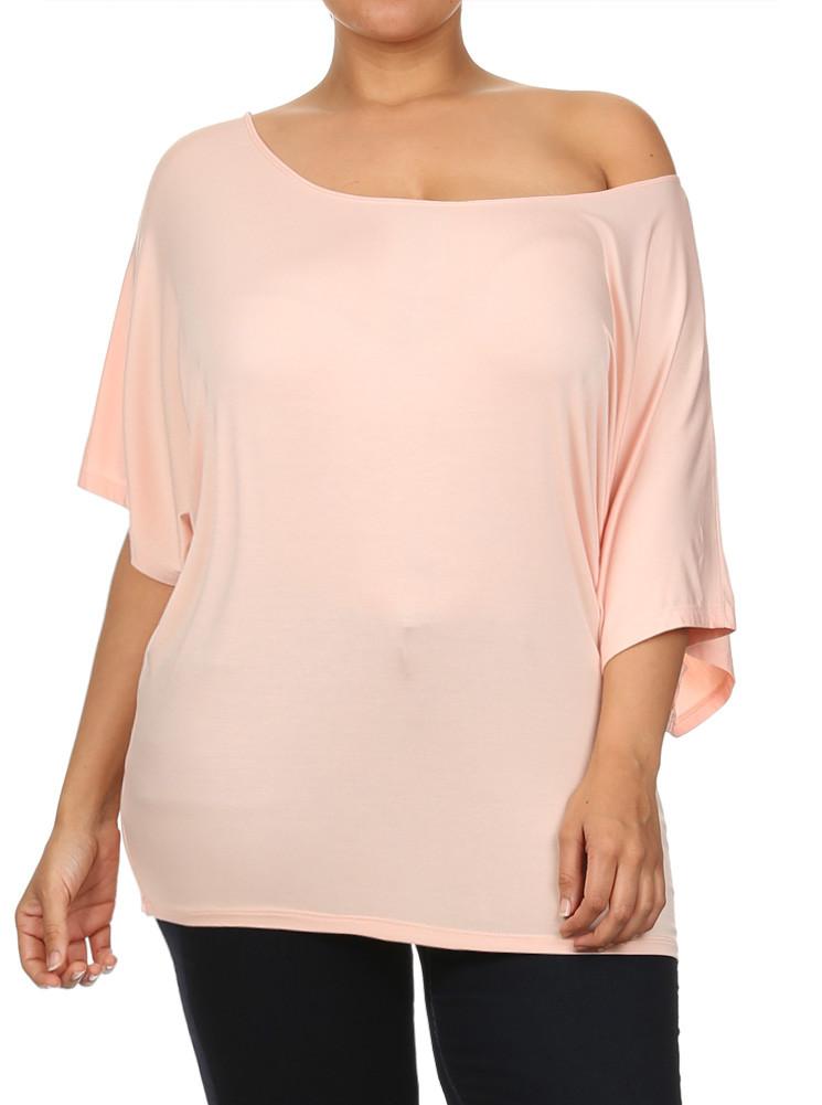 Plus Size Essential Off The Shoulder Pink Top