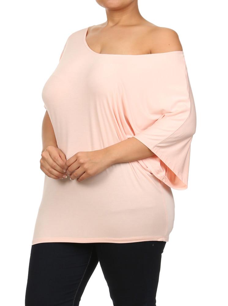 Plus Size Essential Off The Shoulder Pink Top