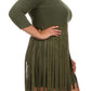 Plus Size Suede Fringe Skirt Olive Dress