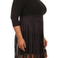 Plus Size Suede Fringe Skirt Black Dress