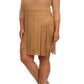 Plus Size Suede Fringe Skirt Tan Dress