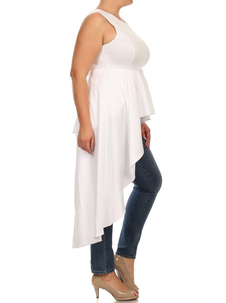 Plus Size Gala Asymmetrical White Maxi Shirt Dress