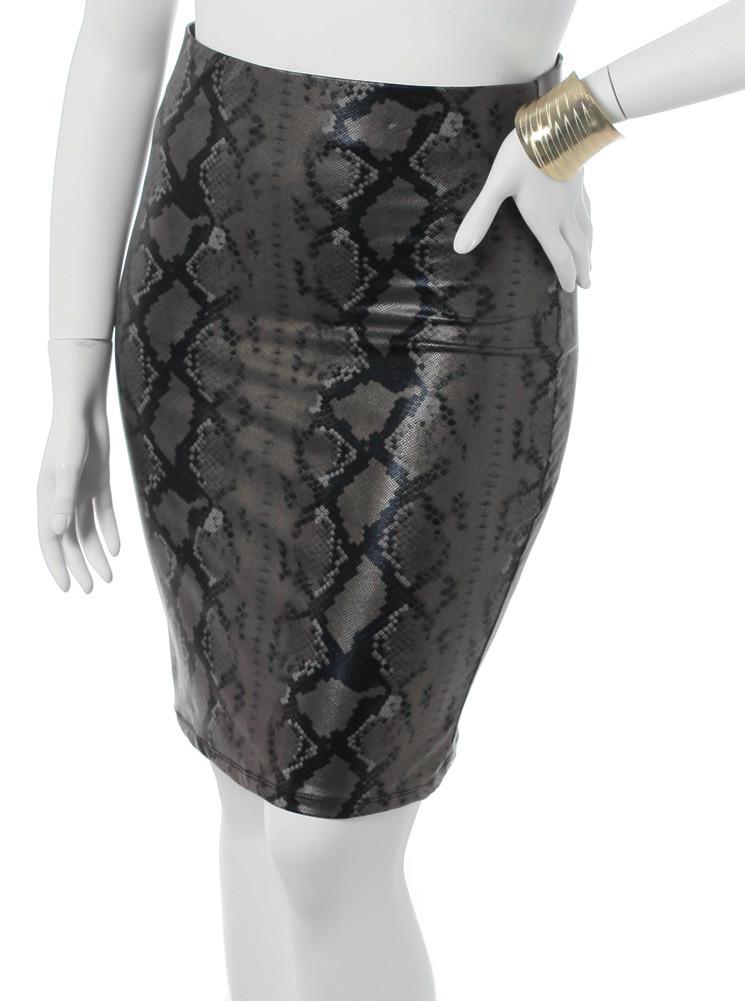 Plus Size Metallic Snake Olive Skirt