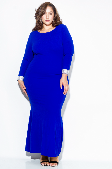 Plus Size Open Back Maxi Dress with Embellished Detail [SALE]