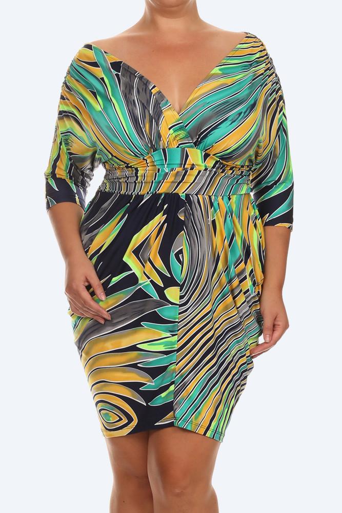 Plus Size Tropical Sunset Bubble Dress