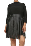 Plus Size Mod Fringed Leather Skirt Dress