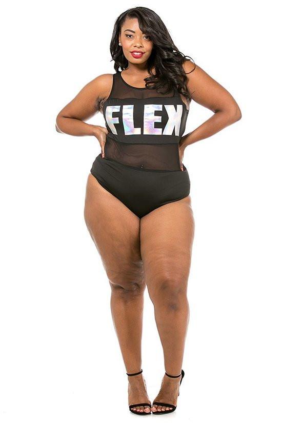 Plus Size Colorful Shining FLEX Bodysuit Top