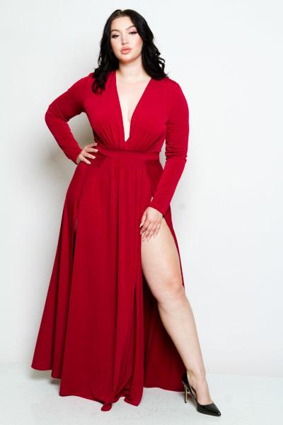 Plus Size Sexy Maxi Long Sleeved Dress Item