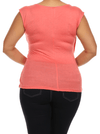 Plus Size Chic Drapey Cross Over Coral Top