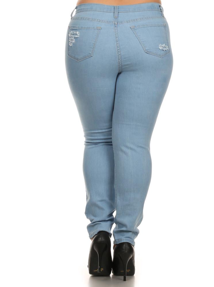 Plus Size Blue Sky Slashed Denim Jeans