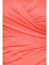 Plus Size Chic Drapey Cross Over Coral Top