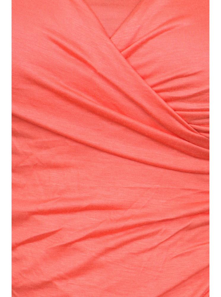 Plus Size Chic Drapey Cross Over Coral Top