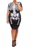 Plus Size Skeleton Print Halloween Dress