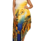 Plus Size Luring Peacock Print Hanky Hem Blue Dress