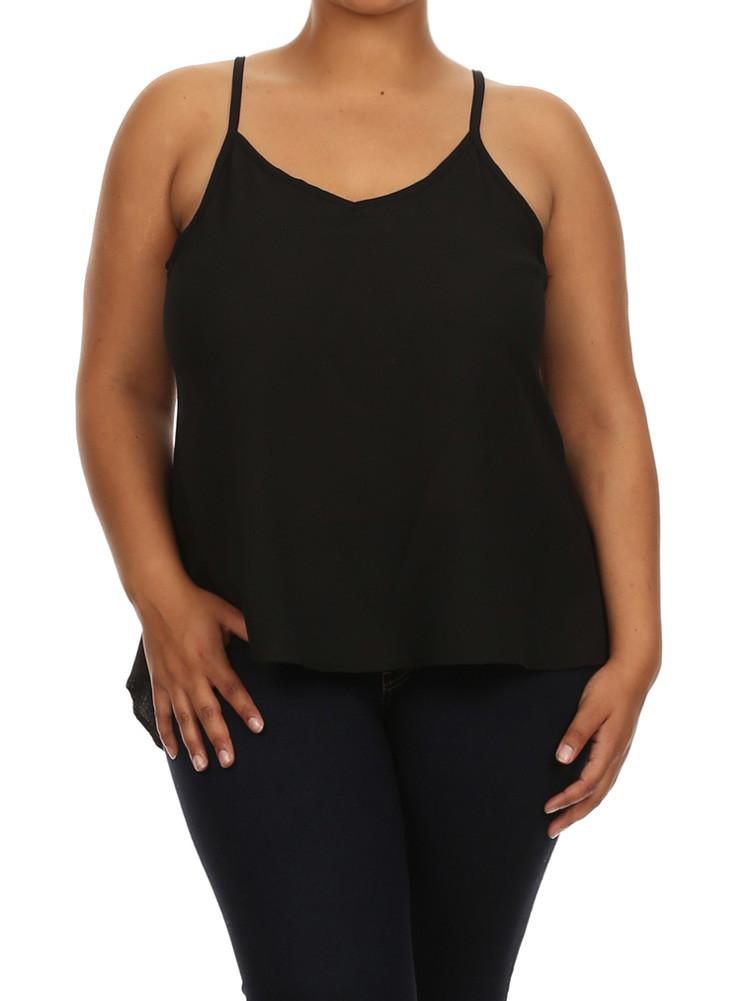 Plus Size Sexy Butterfly Back Black Sheer Cami