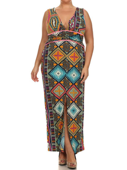 Plus Size Tribal Goddess Maxi Dress