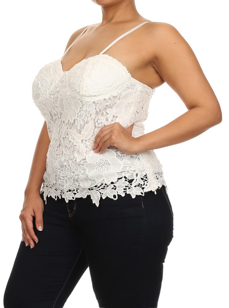 Plus Size Sun Kissed Floral Crochet White Top