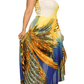 Plus Size Luring Peacock Print Hanky Hem Blue Dress