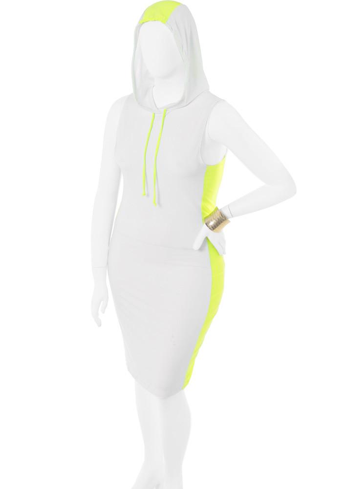 Plus Size Sporty Zoom Hoodie Highlighter Dress