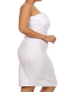 Plus Size Alluring Textured Pattern White Dress