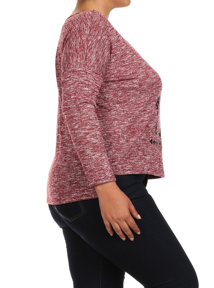 Plus Size Love And Be Loved Knitted Red Top