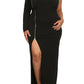 Plus Size Sexy One Sleeve Zipper Maxi Black Dress