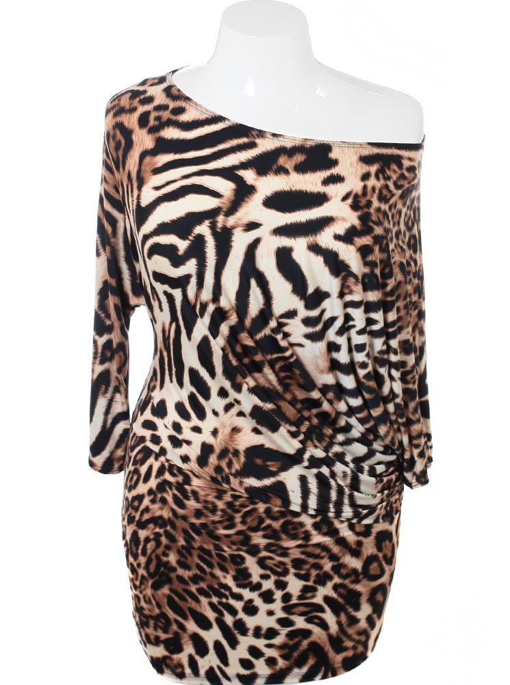 Plus Size Sexy Asymmetrical Leopard Dress