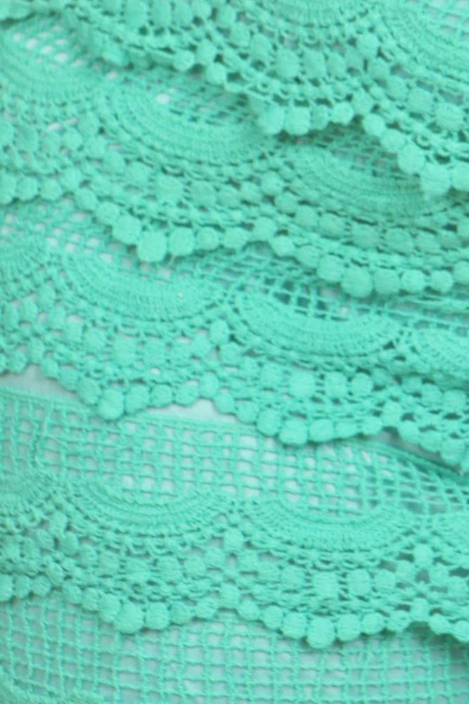 Plus Size Layered Lace Banded Mini Mint Shorts