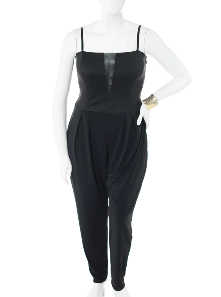 Plus Size Pose A Threat Black Mesh Jumpsuit