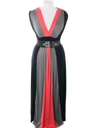 Plus Size Ravising Floor Length Belted Black Sleeveless Dress