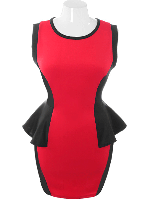 Plus Size Hot Bodycon Peplum Red Dress